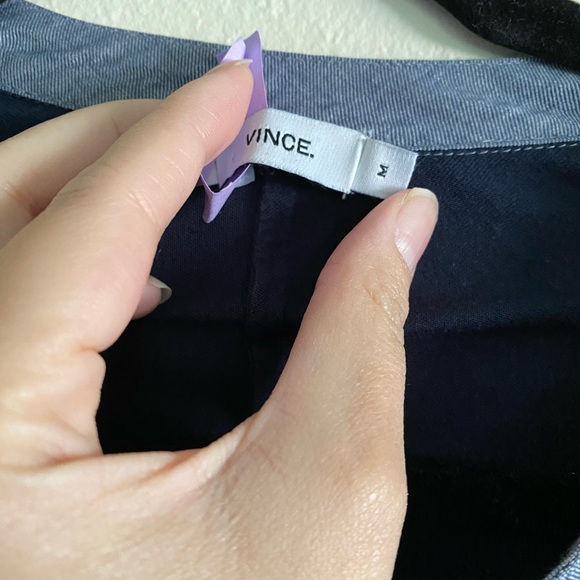 Vince blouse mixed media tuxedo tunic navy & gray - Picture 8 of 8